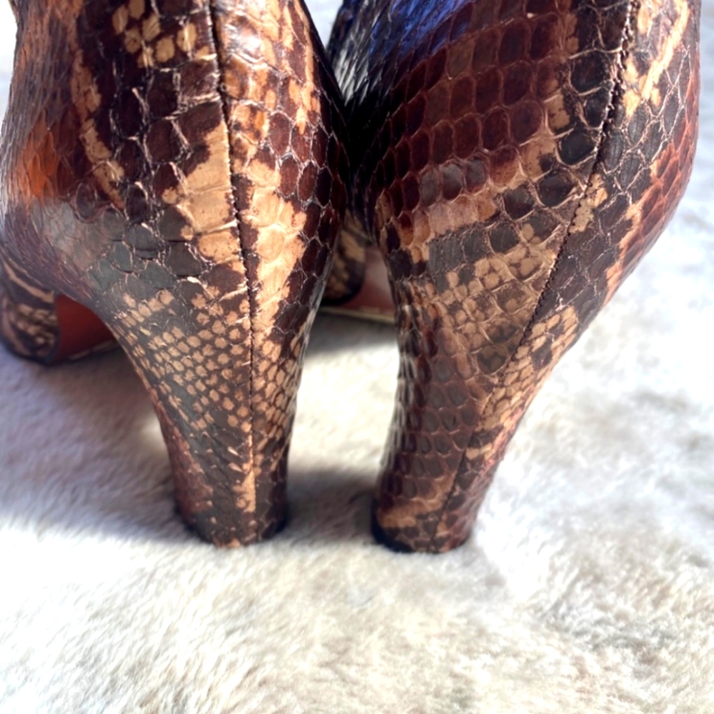 Sam Edelman Rust Python Snakeskin Ankle Boot Booties Fall Western Boho Leather - Picture 7 of 9